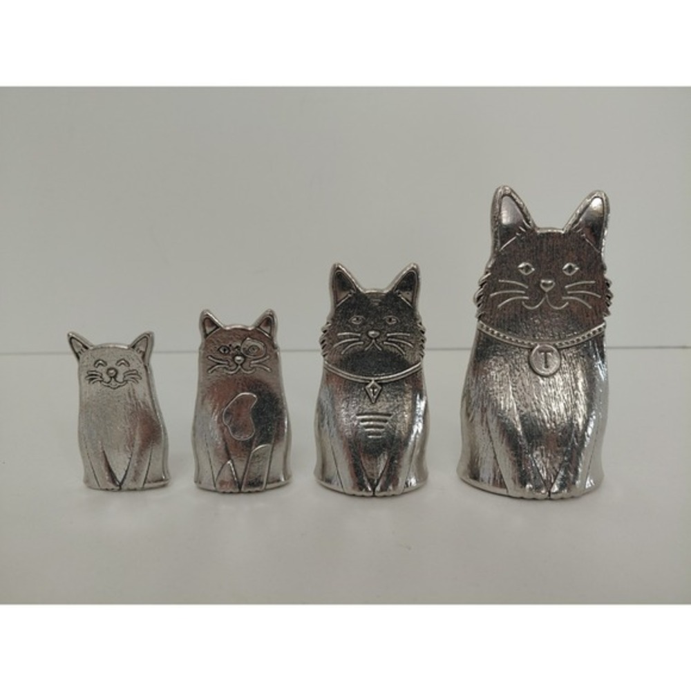 Family Cats Measuring Spoons Nesting Pewter Roosfoos Goods Tablespoon Teaspoon